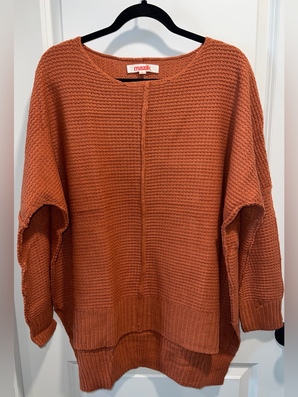 Mazik Women's Burnt Orange Oversized Crewneck Sweater Size S NWOT